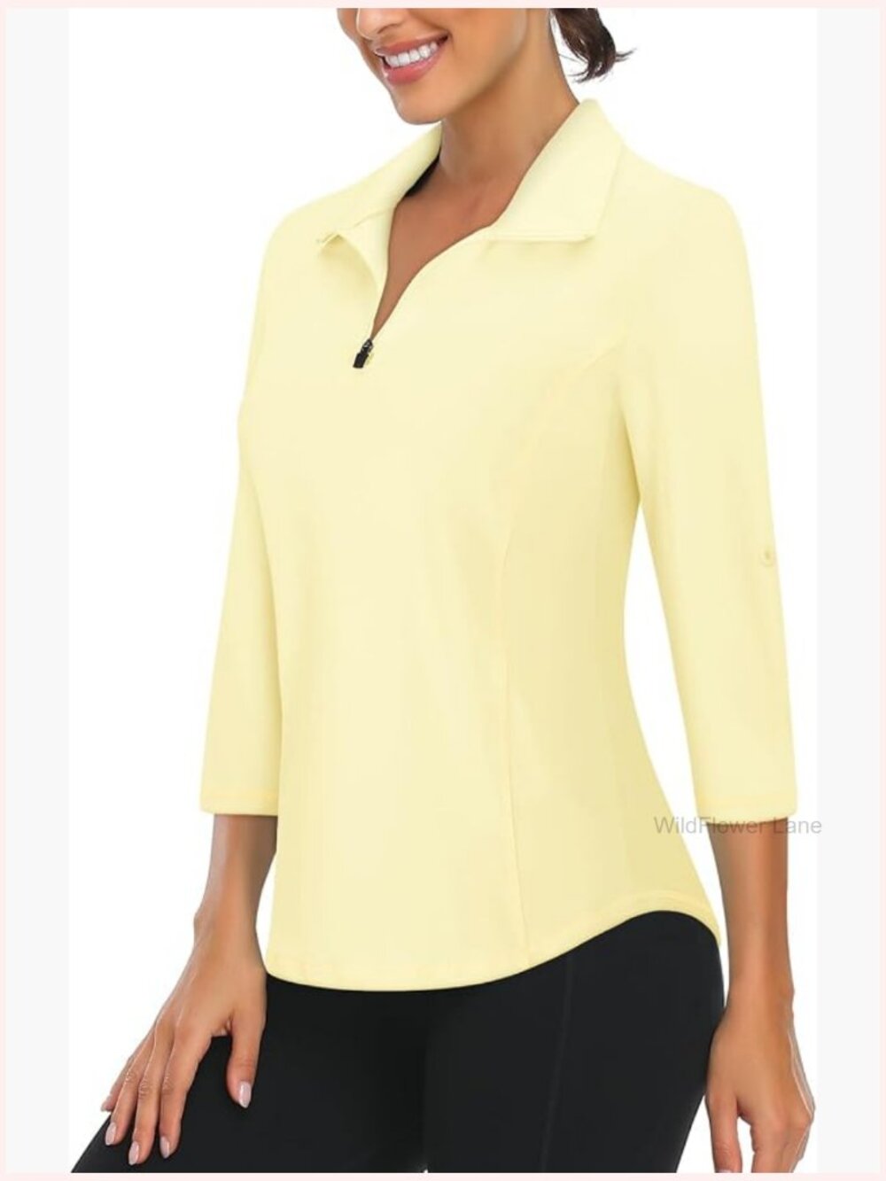 3/4 Sleeve 1/4 Zip Pullover Golf Shirt Athletic Hiking Top UPF 50+